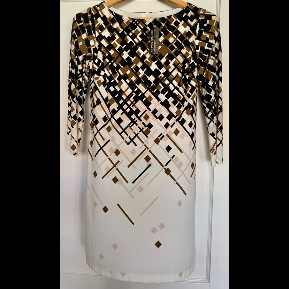 BOSTON PROPER Muse Dress…Lined Camel Brown Black Ivory Tan Blush & Pink NWT